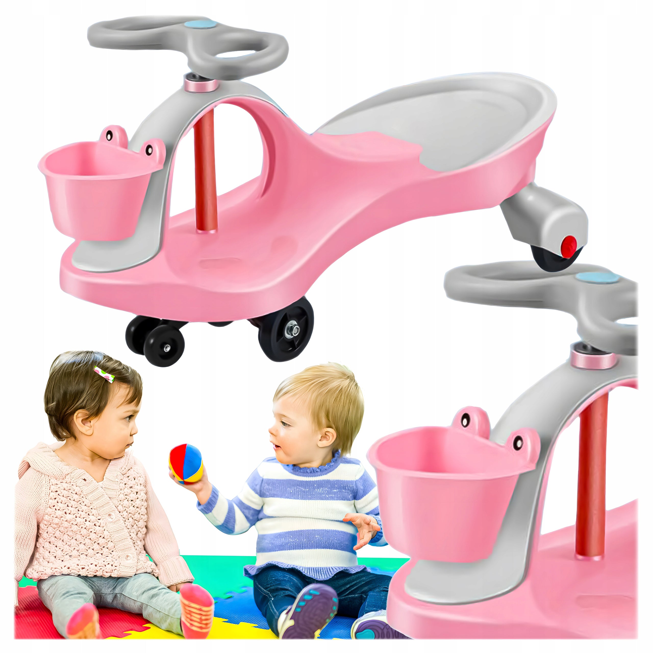 Masinuta pentru copii gravitationala, Zola, Swing car, directie 360°, cosulet, roti de cauciuc, greutate maxima suportata 60 Kg, roz Masinuta pentru copii gravitationala, Zola, Swing car, directie 360°, cosulet, roti de cauciuc, greutate maxima suportata 60 Kg, roz